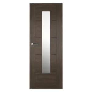 Daytona laminate walnut prefinished clear glazed door        Starting from : £ 300 ( Fit and Supply) inc: Hinges, Handles and latch) (lock +{25)