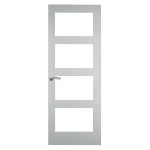 Shaker White Primed 4 Panel Clear Glazed Door    Starting from : £280 (Fit and Supply) inc : Hinges, Handles and latch) (lock +£25)