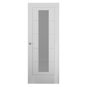Linear white satin smooth pre finished Moulded clear glazed door     Starting from : £275 ( Fit and Supply) inc: Hinges, Handles and latch) (lock lock )
